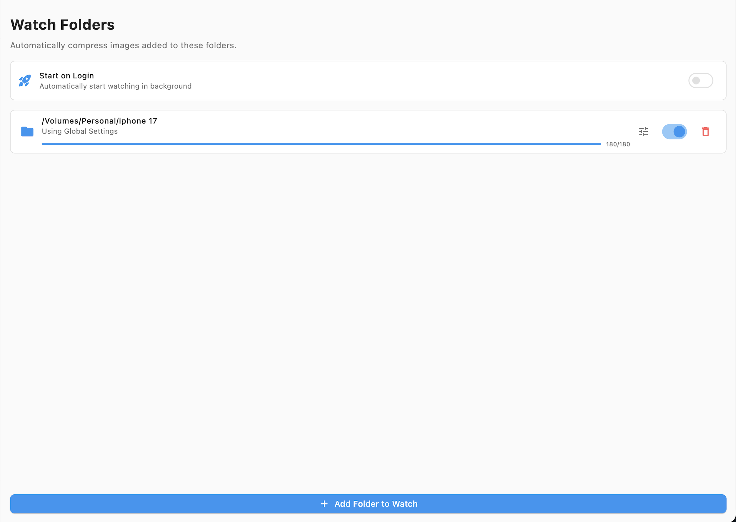 Watch Folders Interface